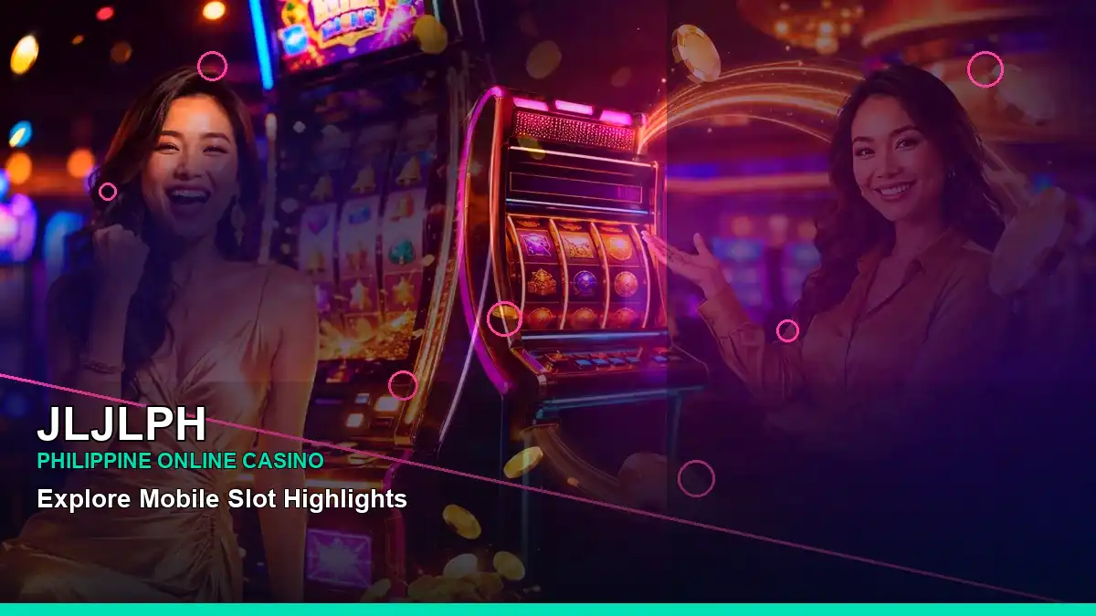 JLJLPH neon jackpot slot games featuring an adult Filipina casino host with a left close-up composition